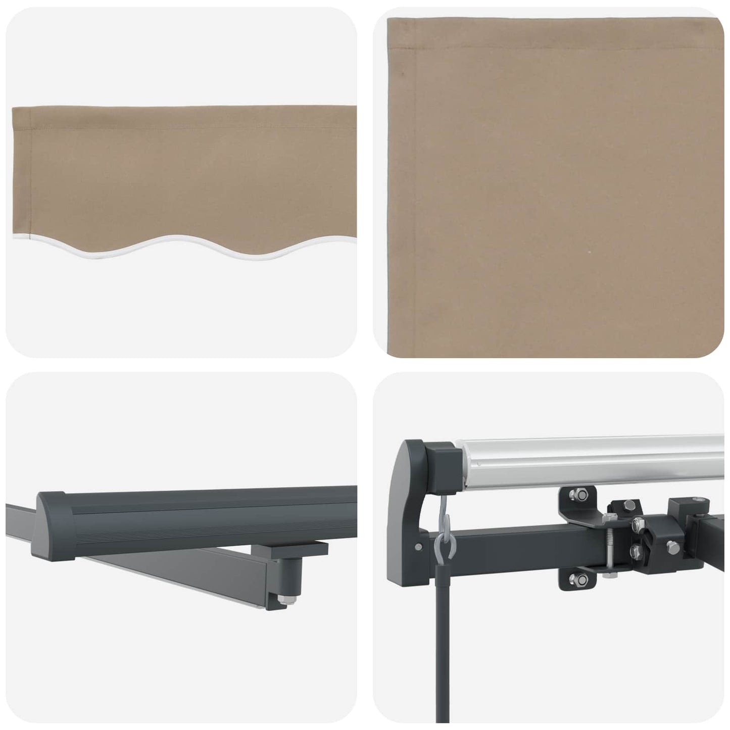 Uttrekkbar markise Beige 450 × 350 cm Stoff og Aluminium
