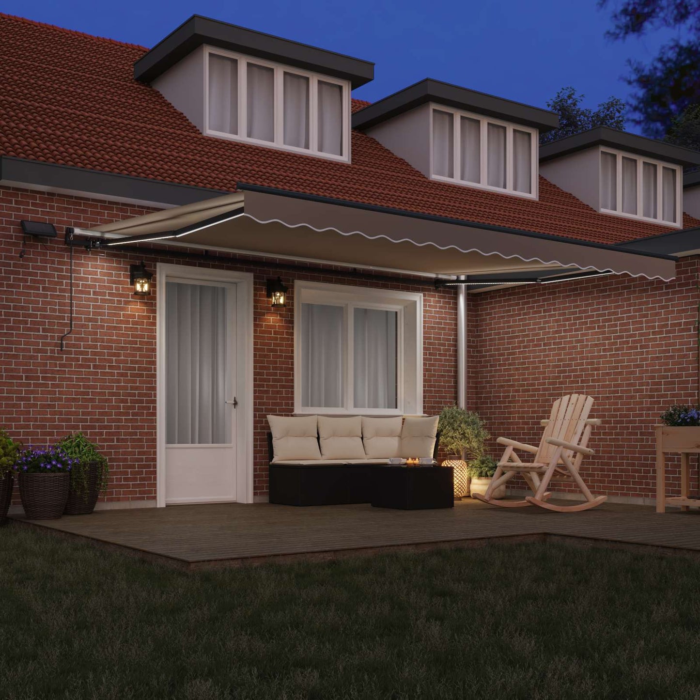 Uttrekkbar markise Beige 450 × 350 cm Stoff og Aluminium