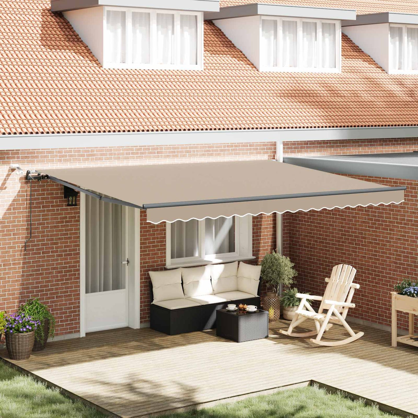 Uttrekkbar markise Beige 450 × 350 cm Polyester