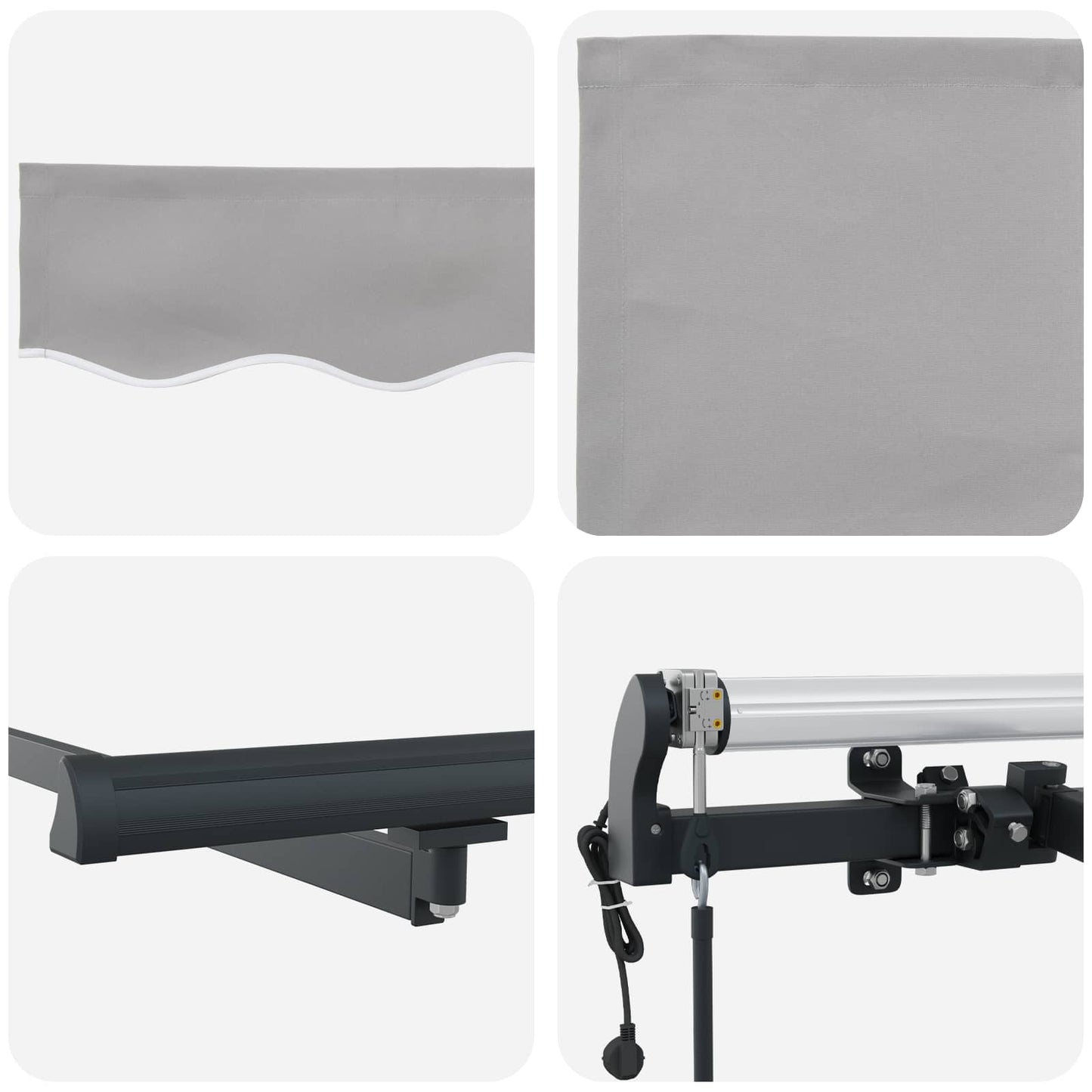 Uttrekkbar markise Lysegrå 450 × 350 cm Stoff og Aluminium