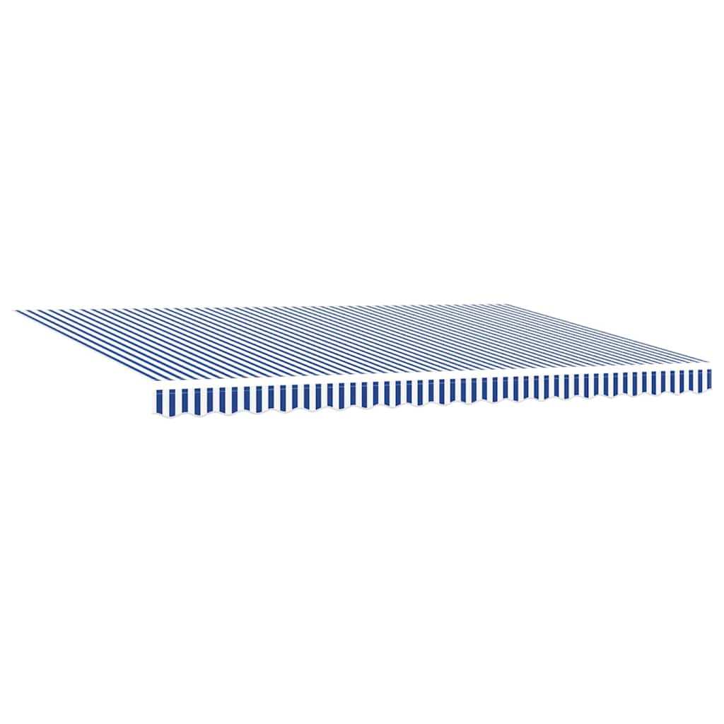 Markiseramme Blå og hvit 500 × 300 cm Polyester med PU-belegg