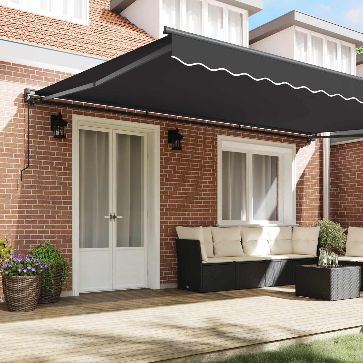 Markiseramme Antrasitt 500 × 300 cm Polyester med PU-belegg
