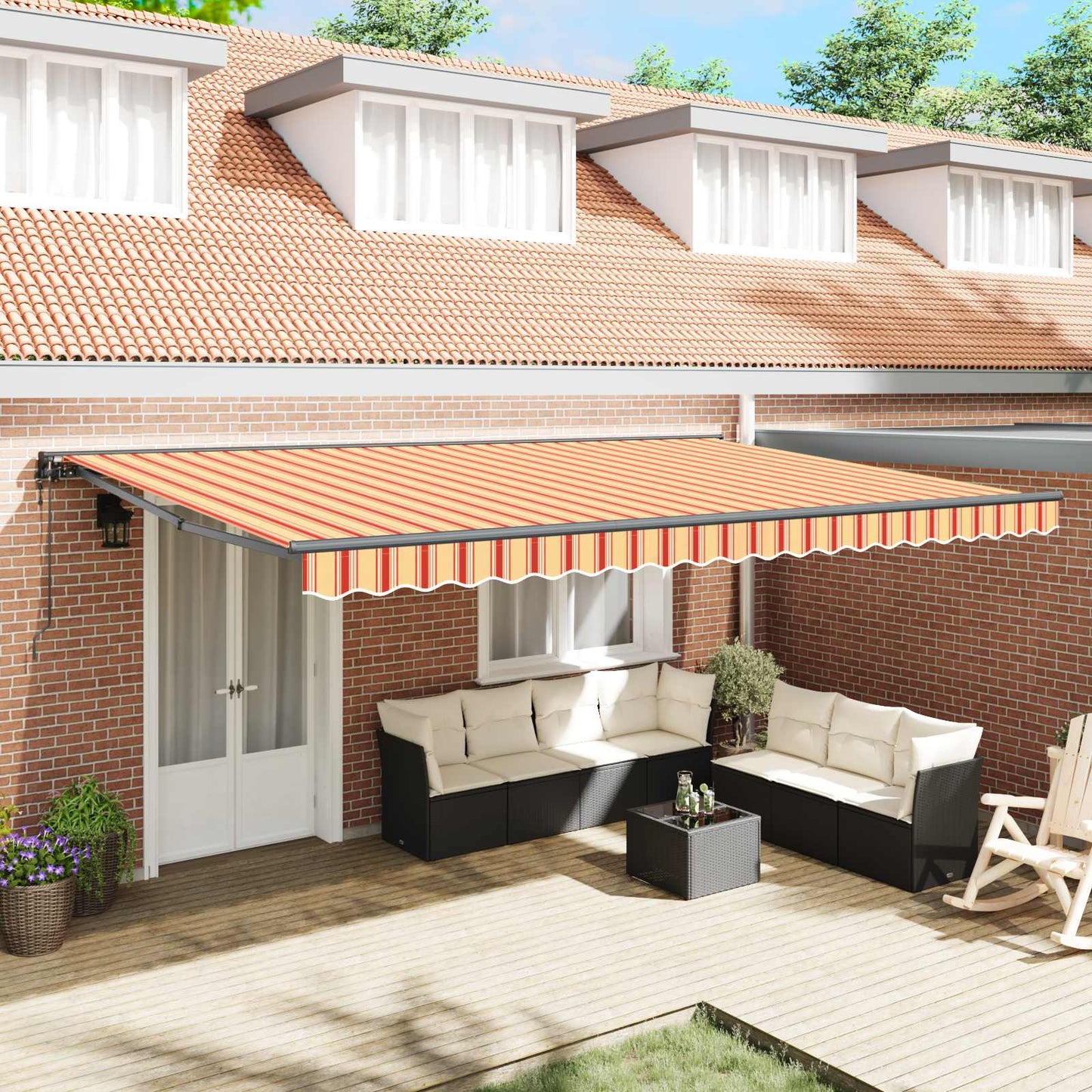 Markiseramme Flerfarget 500 × 300 cm Polyester med PU-belegg