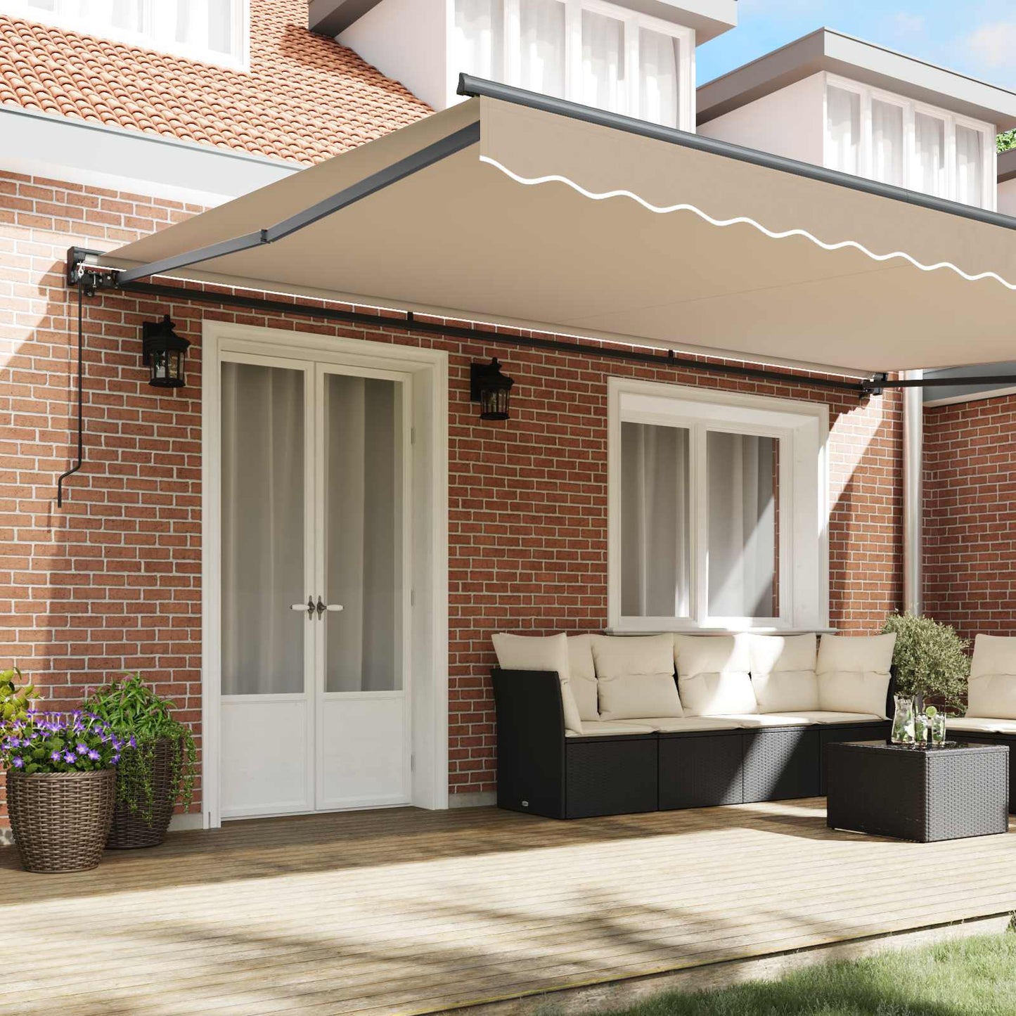 Markiseramme Beige 500 × 300 cm Polyester med PU-belegg