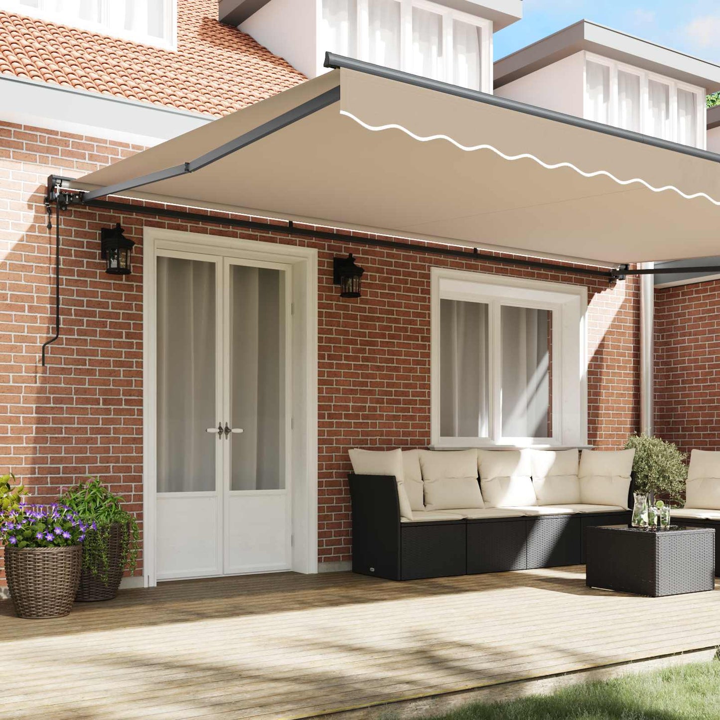 Markiseramme Beige 500 × 300 cm Polyester med PU-belegg