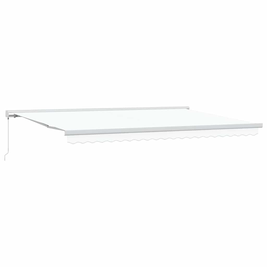 Uttrekkbar markise Hvit 500 × 300 cm Lær og aluminium