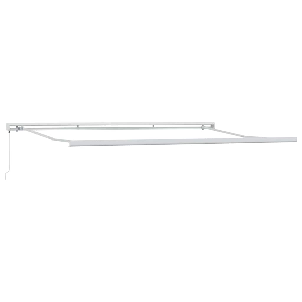Uttrekkbar markise Hvit 500 × 300 cm Lær og aluminium