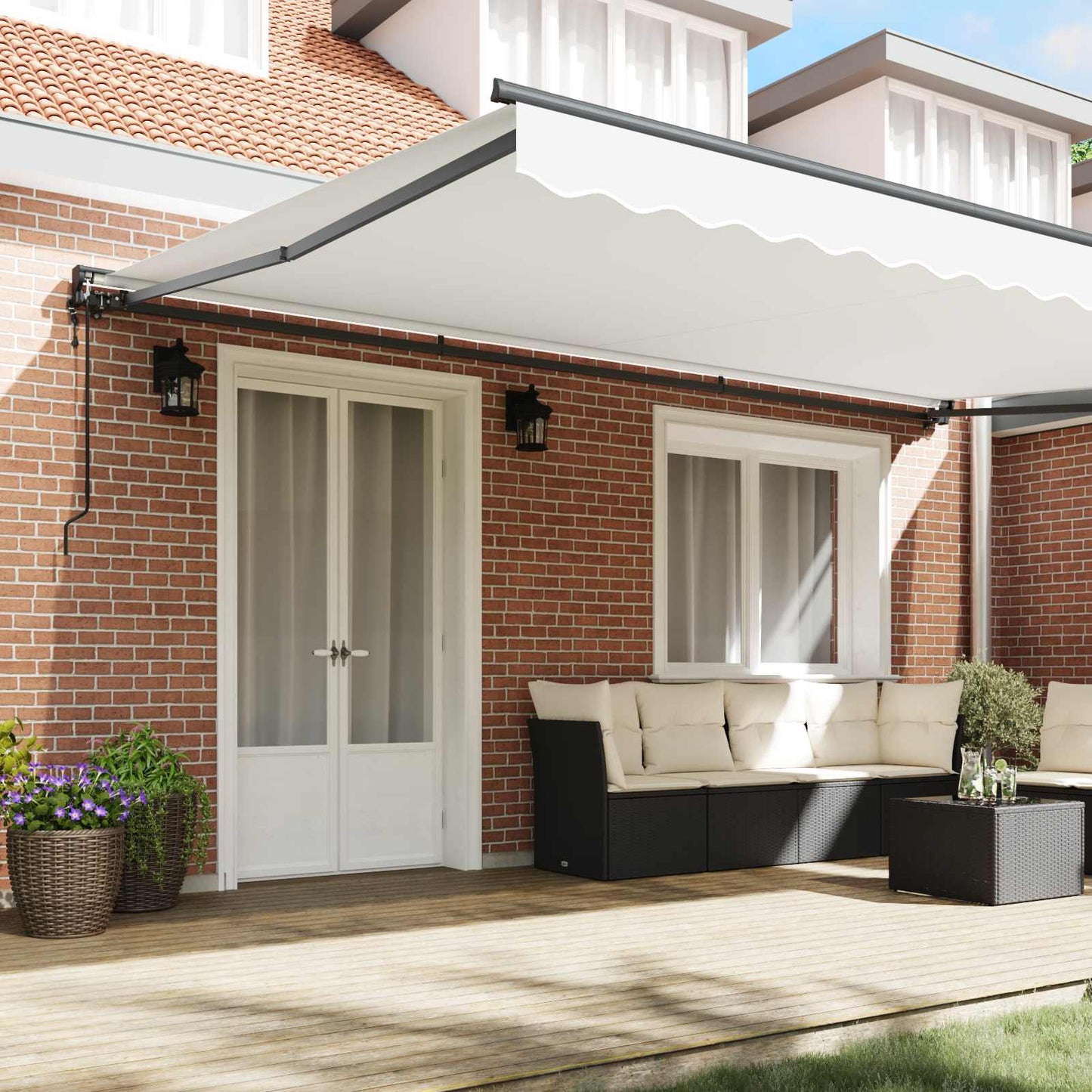 Markiseramme Hvit 500 × 300 cm Polyester med PU-belegg