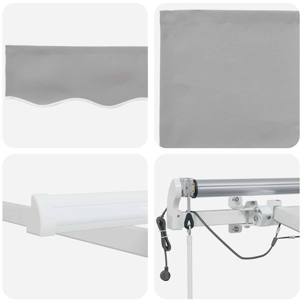 Uttrekkbar markise Lysegrå 500 × 300 cm Polyester