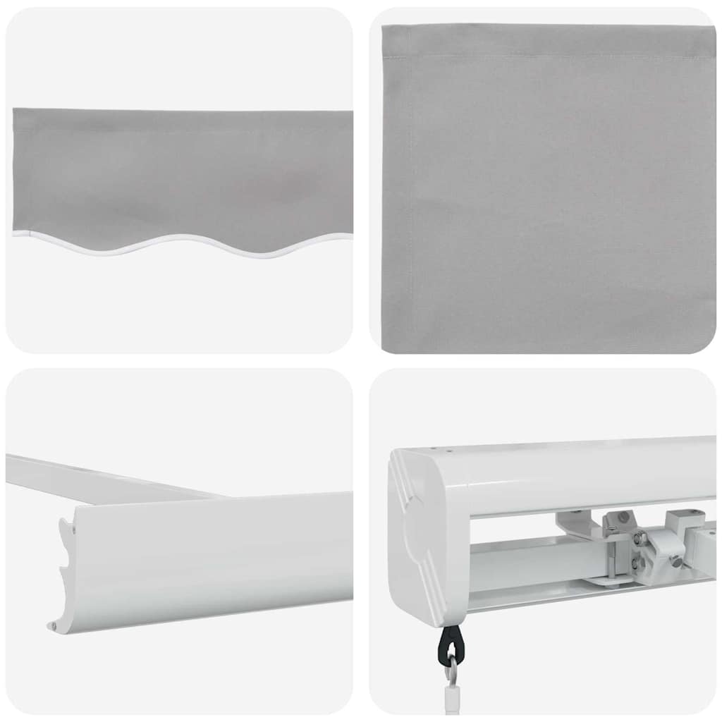 Uttrekkbar markise Lysegrå 500 × 300 cm Lær og aluminium