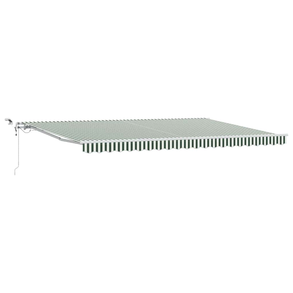 Uttrekkbar markise Grønn og hvit 500 × 300 cm Polyester