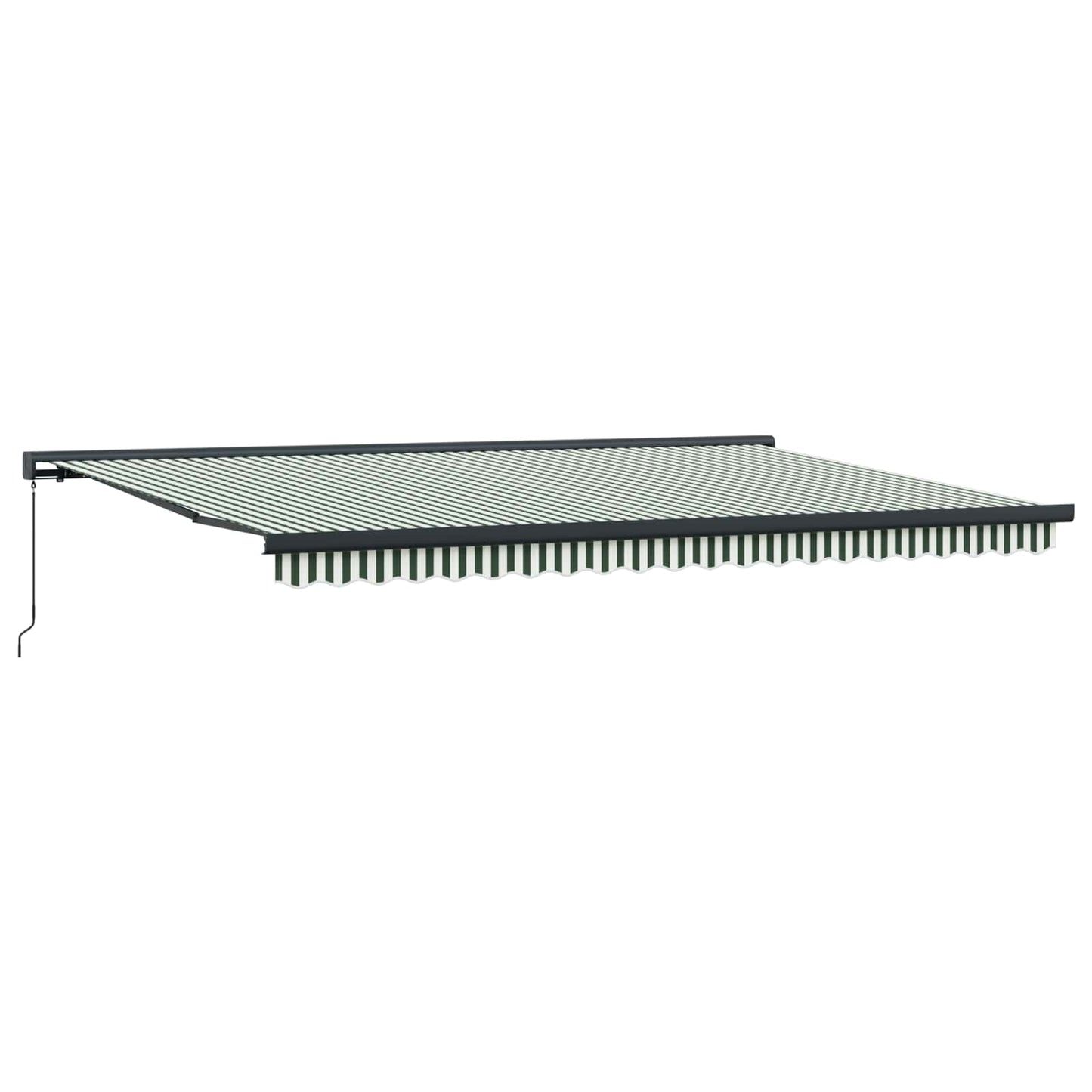 Uttrekkbar markise Grønn og hvit 500 × 300 cm Lær og aluminium