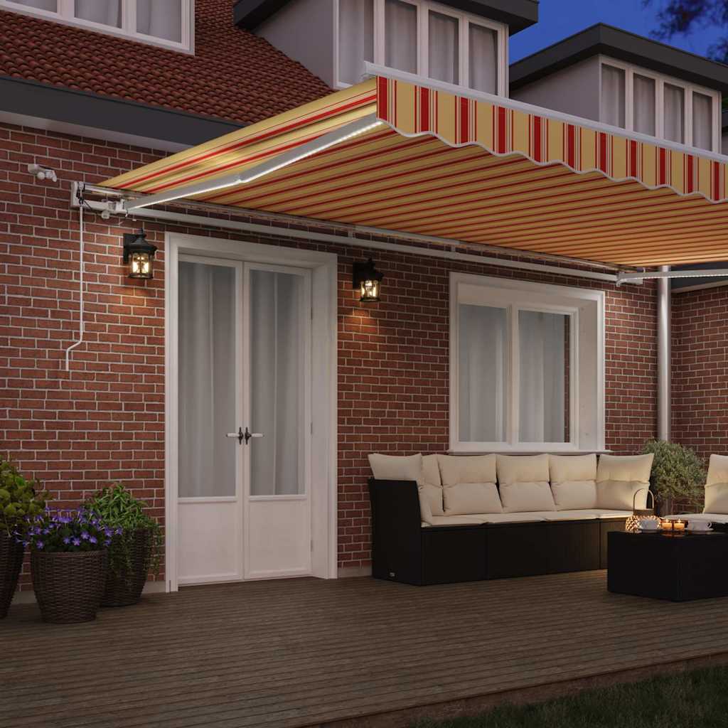 Uttrekkbar markise Gul og oransje 500 × 350 cm Polyester