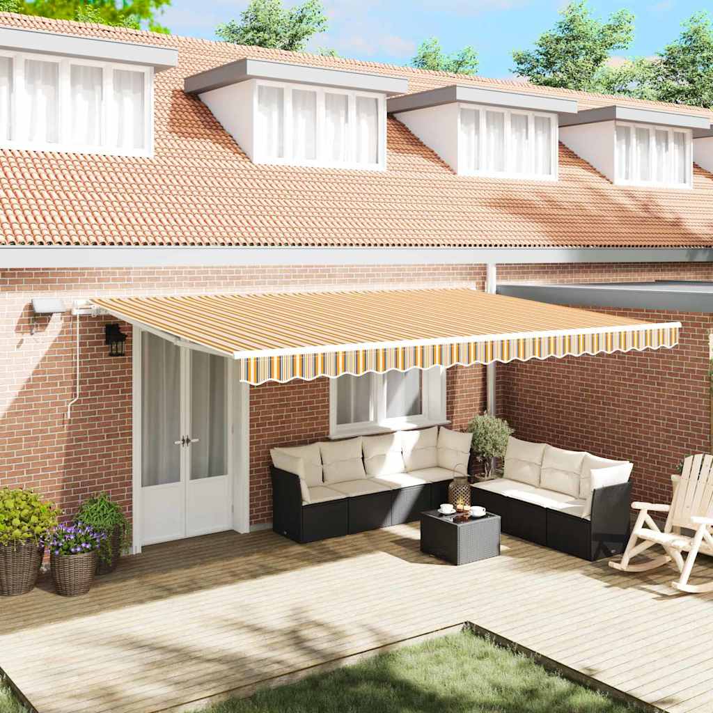 Uttrekkbar markise Flerfarget 500 × 350 cm Stoff og Aluminium