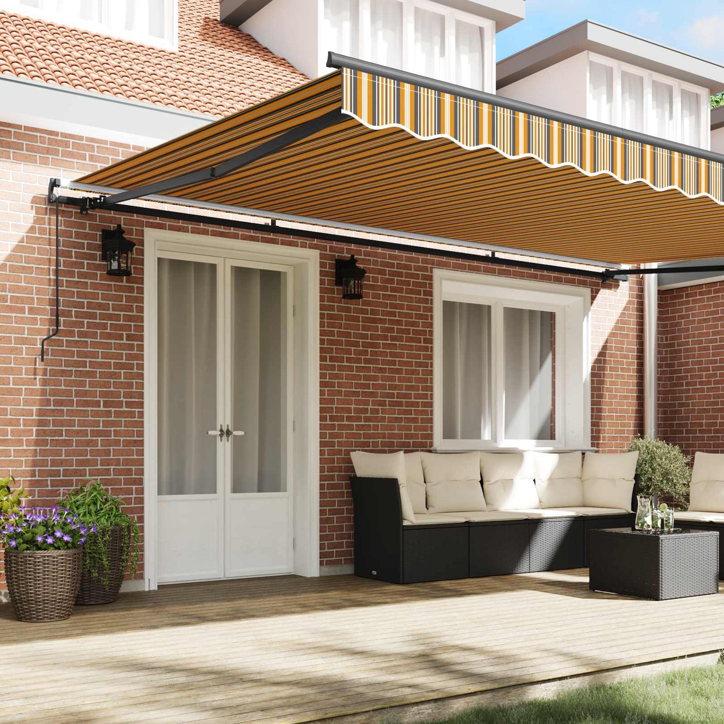 Uttrekkbar markise Flerfarget 500 × 350 cm