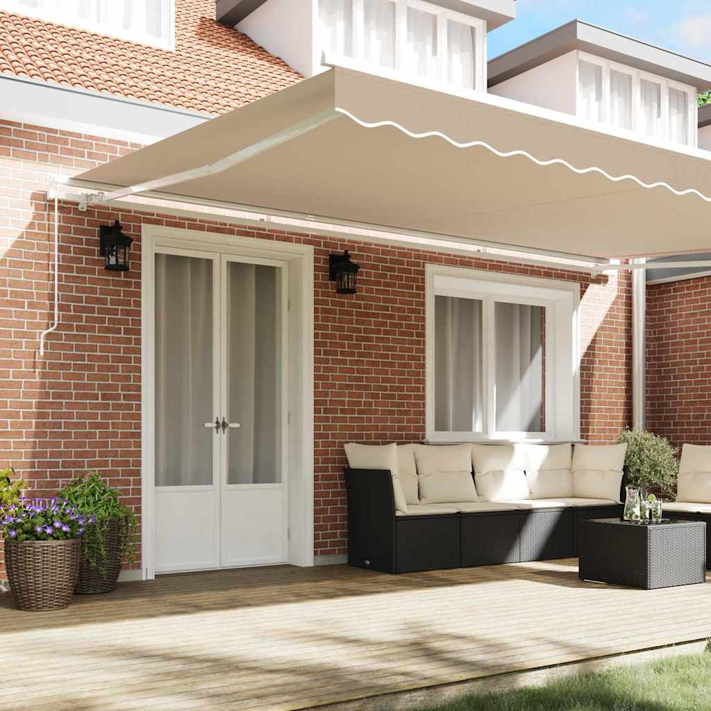 Uttrekkbar markise Beige 500 × 350 cm Polyester og aluminium