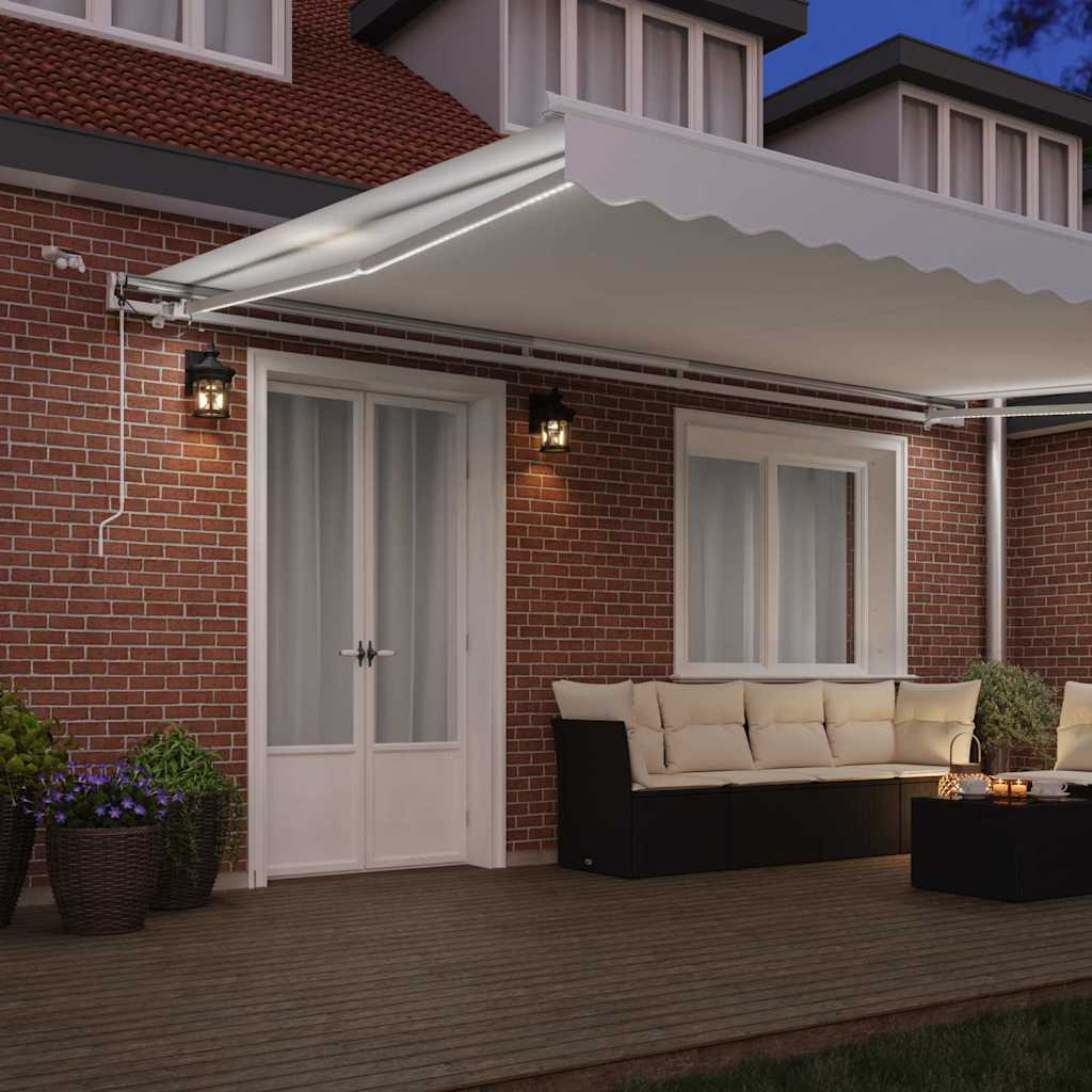 Uttrekkbar markise Hvit 500 × 350 cm Polyester