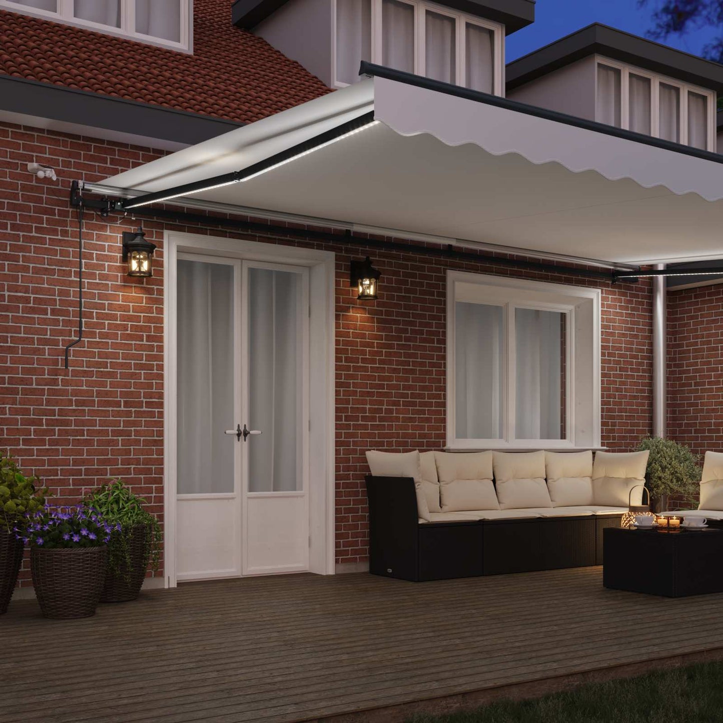 Uttrekkbar markise Hvit 500 × 350 cm Polyester