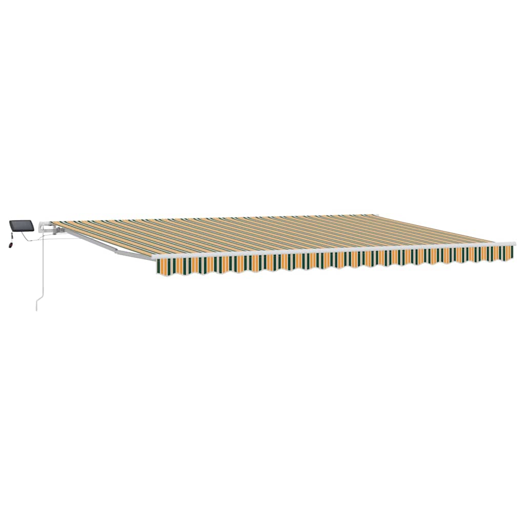 Uttrekkbar markise Grønn og gul 500 × 350 cm Stoff og Aluminium