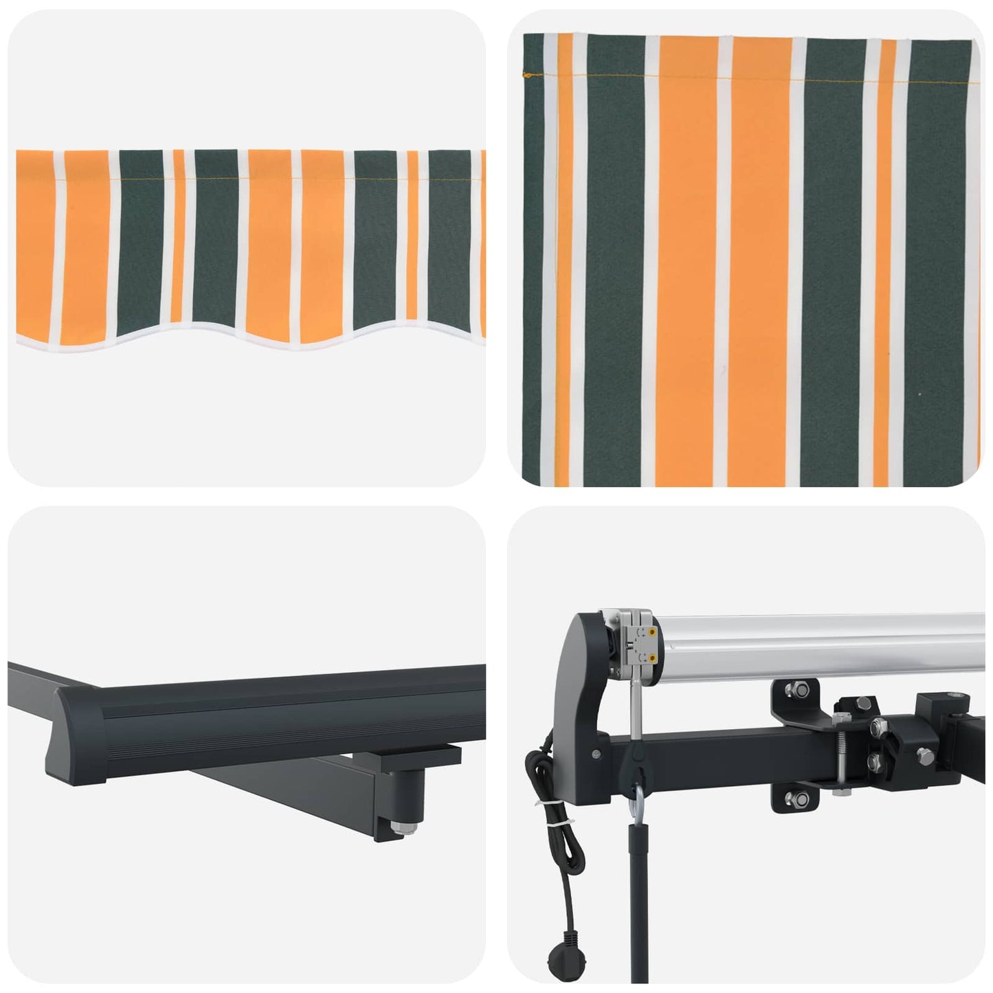 Uttrekkbar markise Grønn og gul 500 × 350 cm Stoff og Aluminium