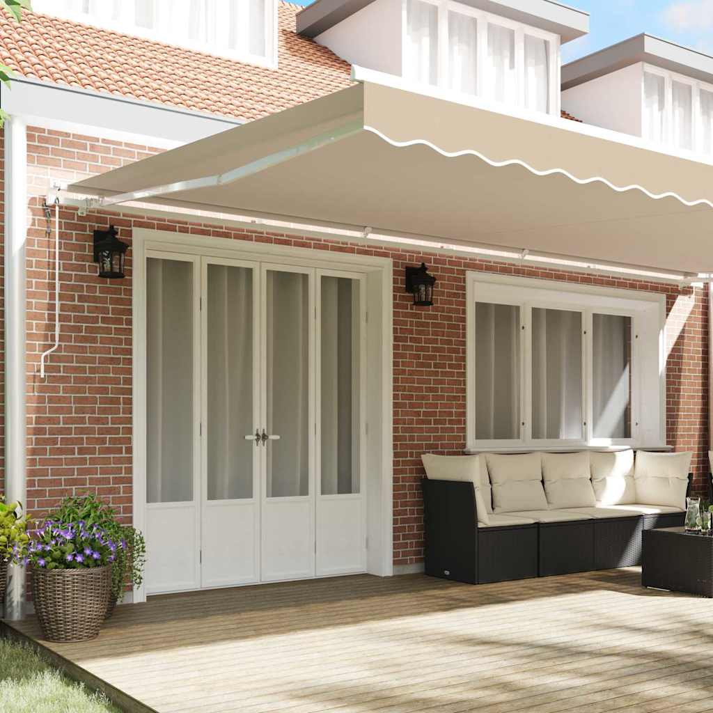 Uttrekkbar markise Beige 600 × 300 cm Stoff og Aluminium
