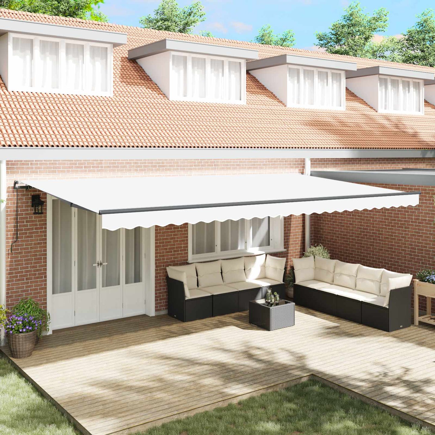 Innvendbar Markise Hvit 600 × 300 cm Polyester og stål