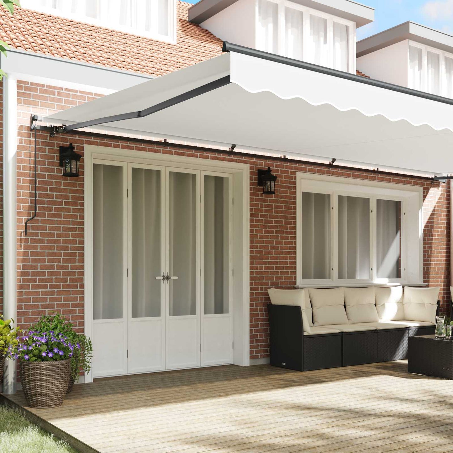 Innvendbar Markise Hvit 600 × 300 cm Polyester og stål