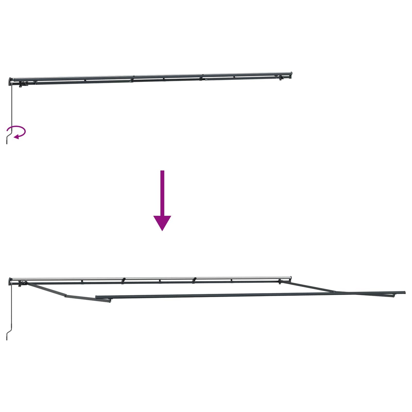 Innvendbar Markise Hvit 600 × 300 cm Polyester og stål