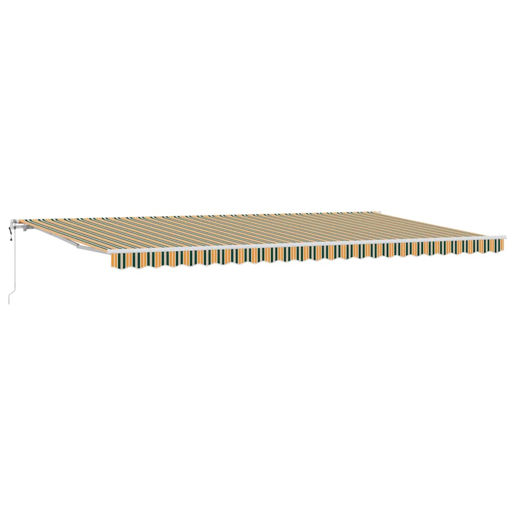 Uttrekkbar markise Grønn og gul 600 × 300 cm Stoff og Aluminium