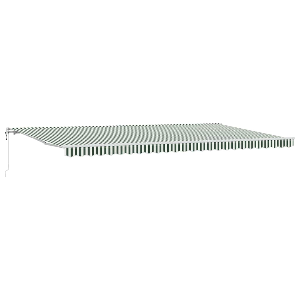 Uttrekkbar markise Grønn og hvit 600 × 300 cm