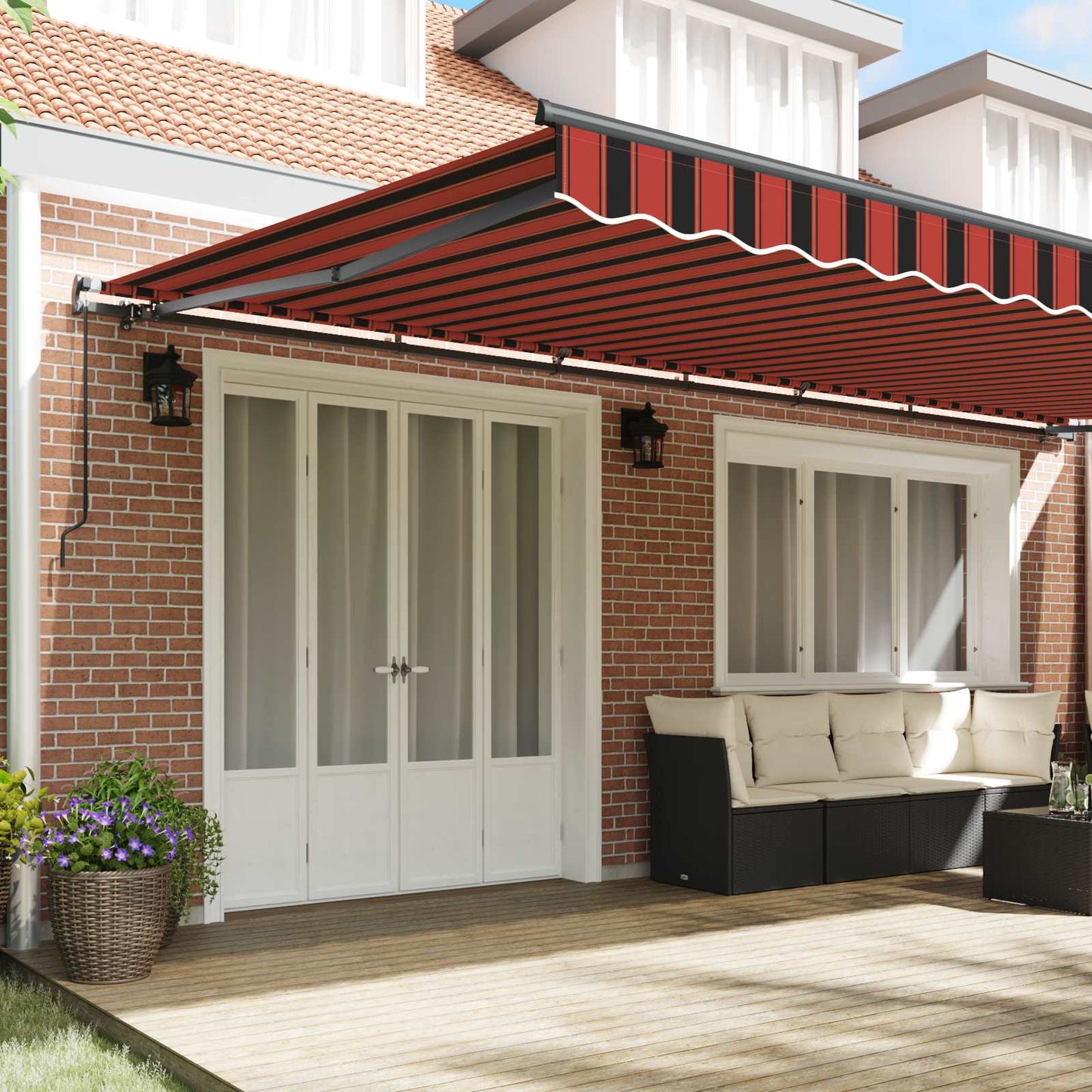 Uttrekkbar markise oransje og brun 600 × 350 cm