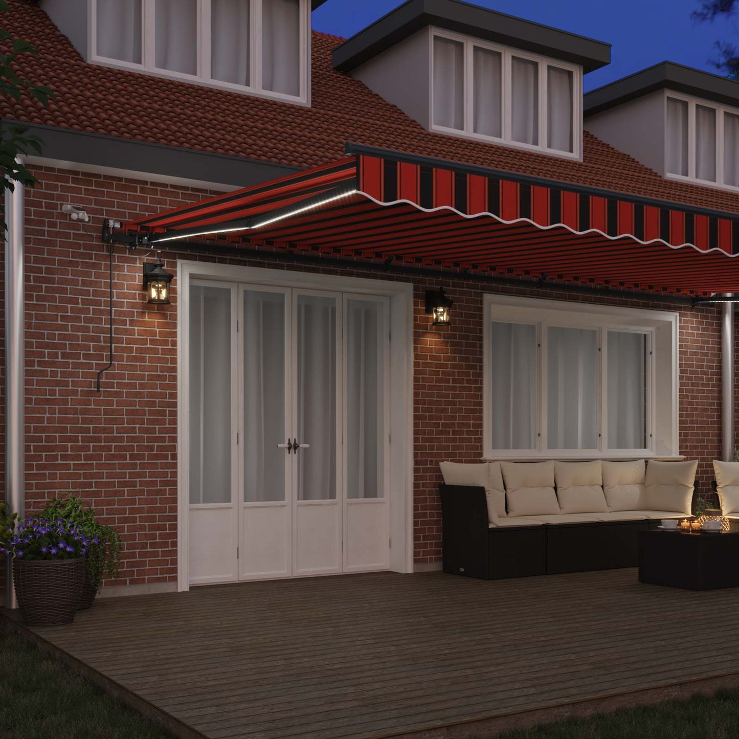 Markiseduk oransje og brun 600 × 350 cm Polyester