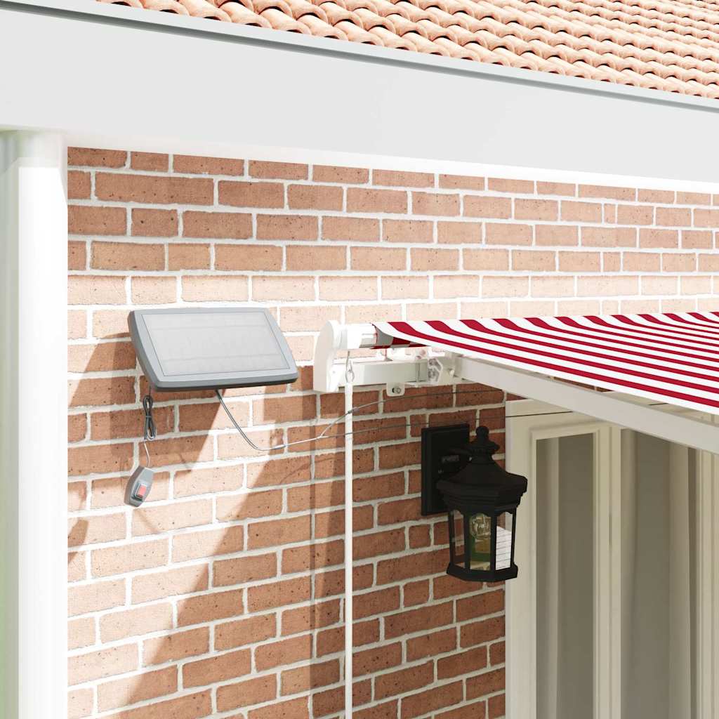 Uttrekkbar markise Rød og Hvit 600 × 350 cm Stoff og Aluminium