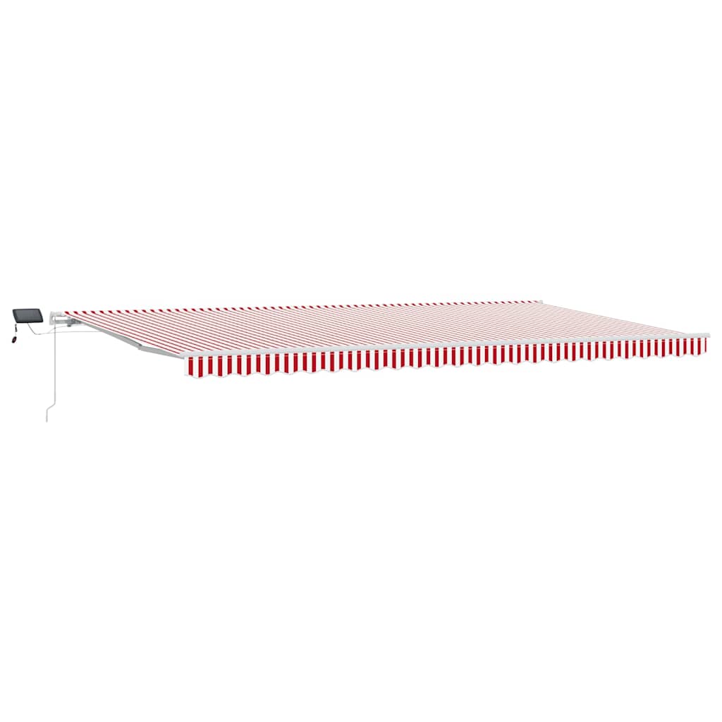 Uttrekkbar markise Rød og Hvit 600 × 350 cm Stoff og Aluminium