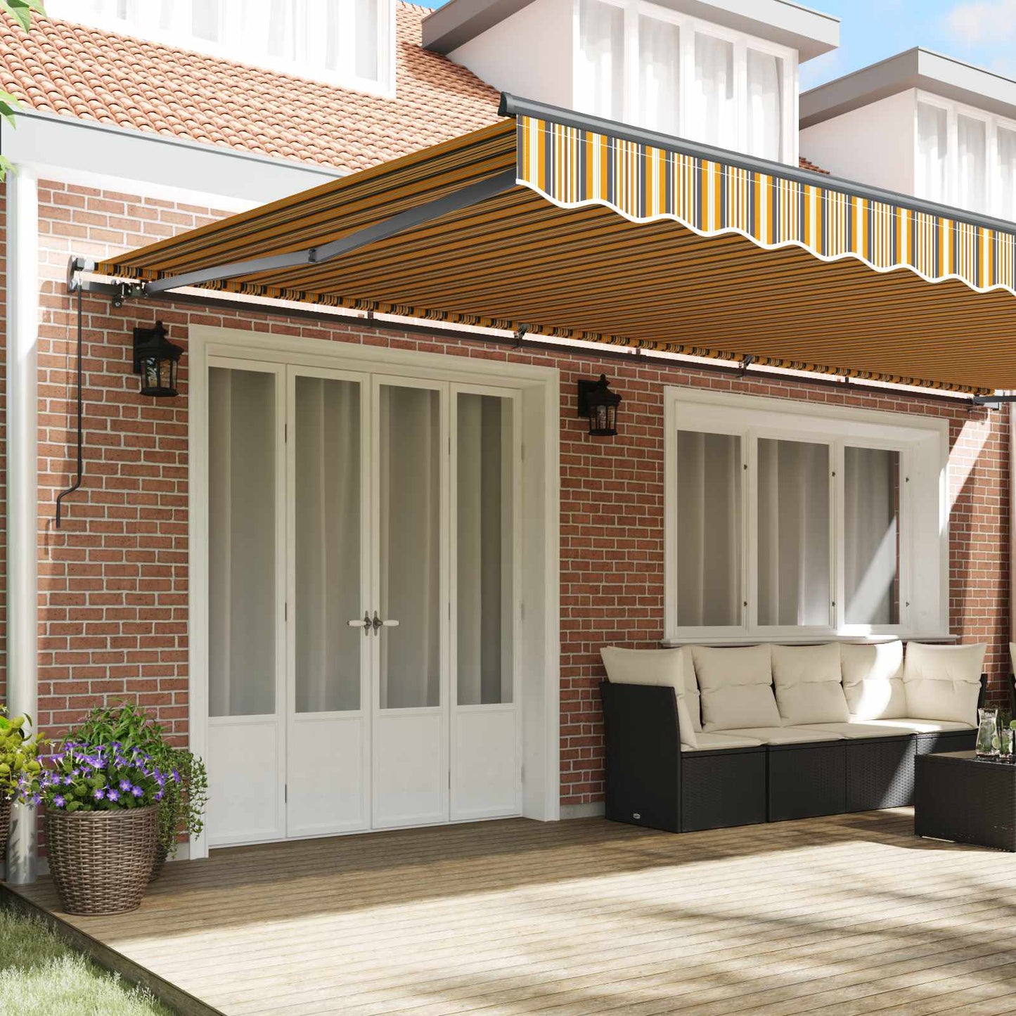 Uttrekkbar markise Flerfarget 600 × 350 cm