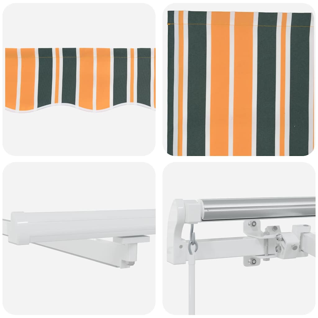 Uttrekkbar markise Grønn og gul 600 × 350 cm Stoff og Aluminium