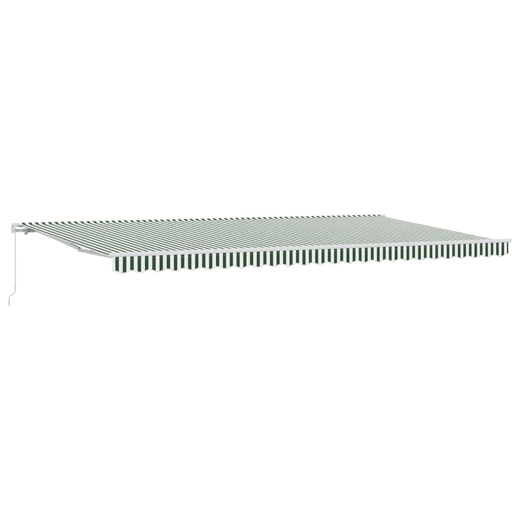 Uttrekkbar markise Grønn og hvit 600 × 350 cm