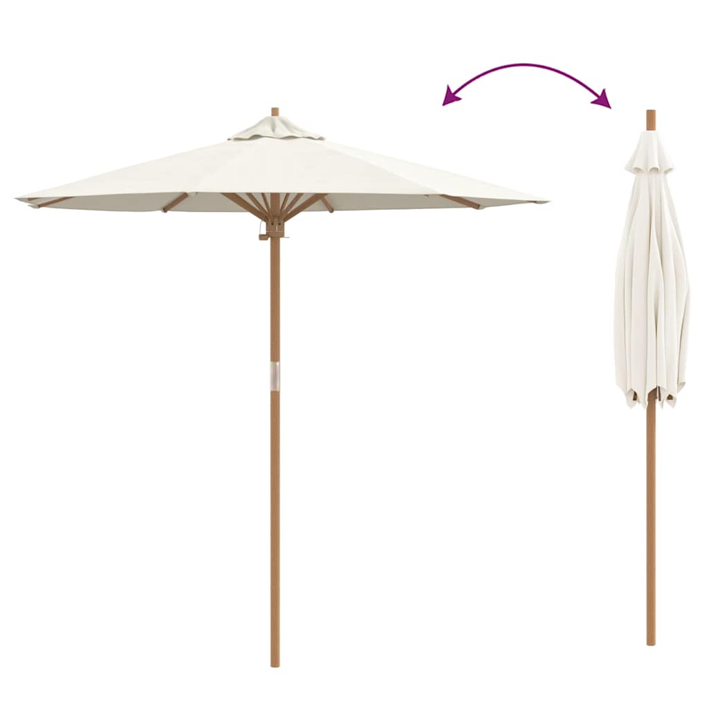 Hageparasol Cremehvite Ø 217 x 230 cm Bambus