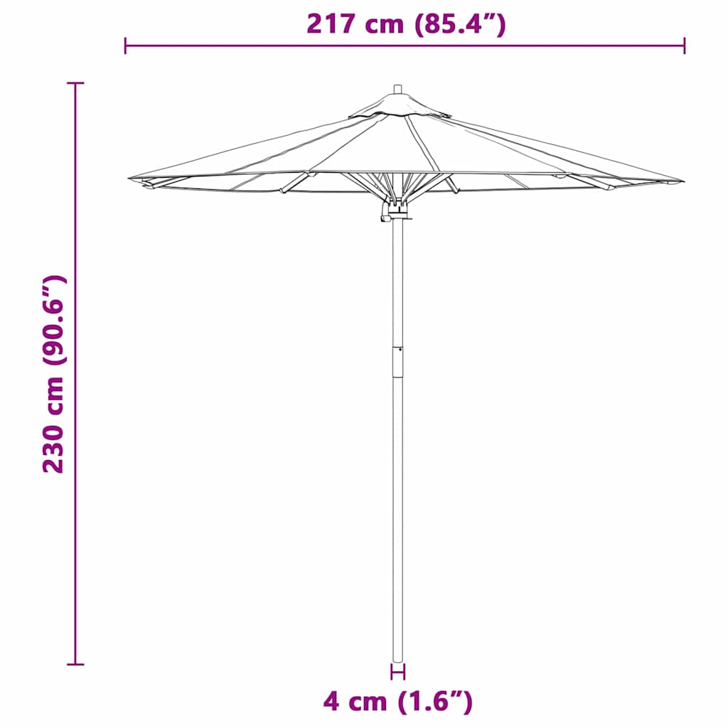 Hageparasol Cremehvite Ø 217 x 230 cm Bambus
