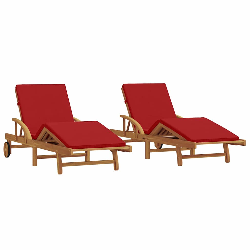 Solstol 2 pcs Rød 200 x 67 x 84 cm Solid akasietre