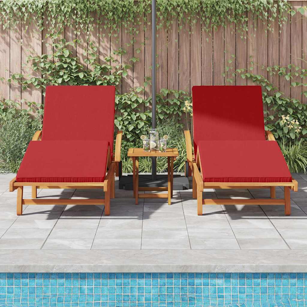 Solstol 3 pcs Rød 200 x 67 x 84 cm Solid akasietre