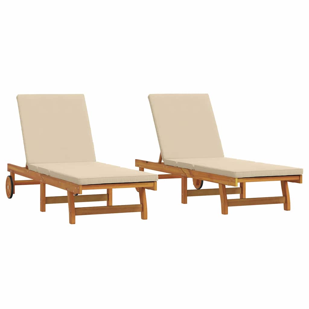 Solstol 2 stk. Solid akasietre Brun