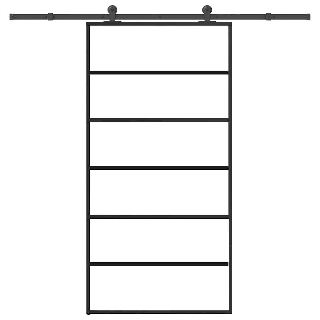 Skyvedør med monteringssett 102x205 cm ESG glass og aluminium vidaXL