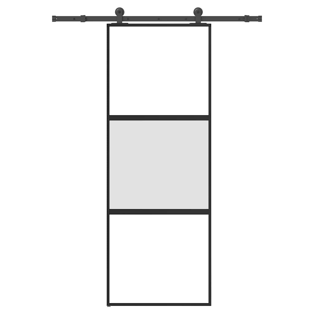 Skyvedør med monteringssett 76x205 cm herdet glass og aluminium