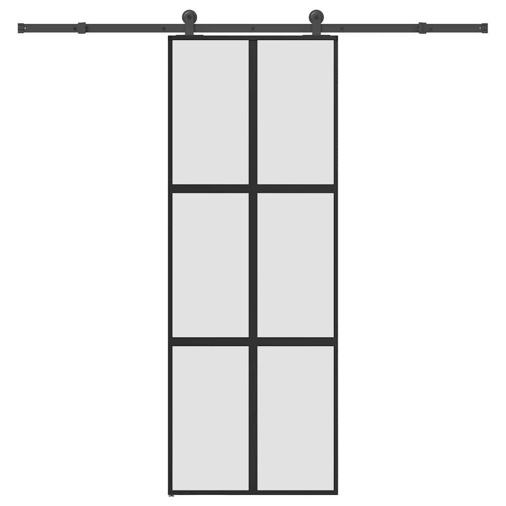 Skyvedør med monteringssett 76x205 cm herdet glass og aluminium