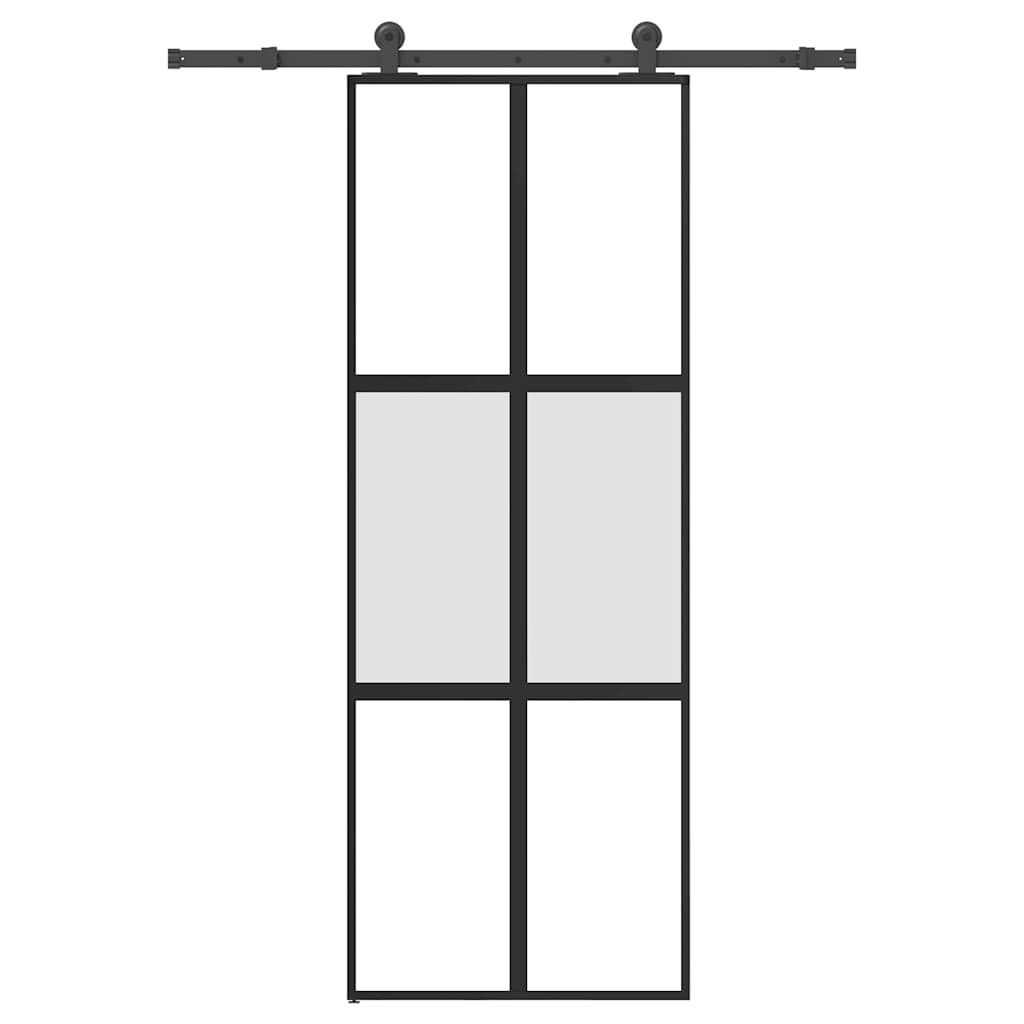 Skyvedør med monteringssett 76x205 cm herdet glass og aluminium