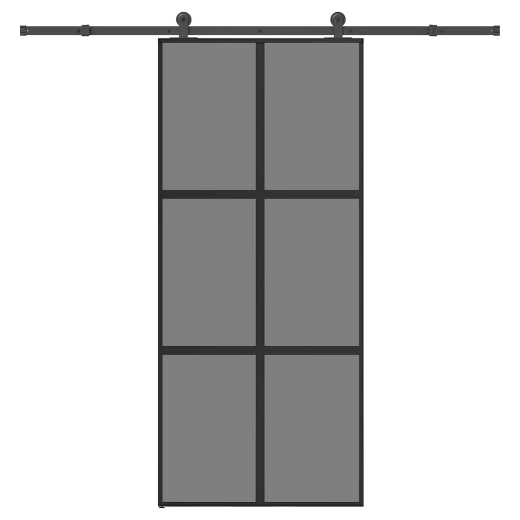 Skyvedør med monteringssett 90x205 cm herdet glass og aluminium