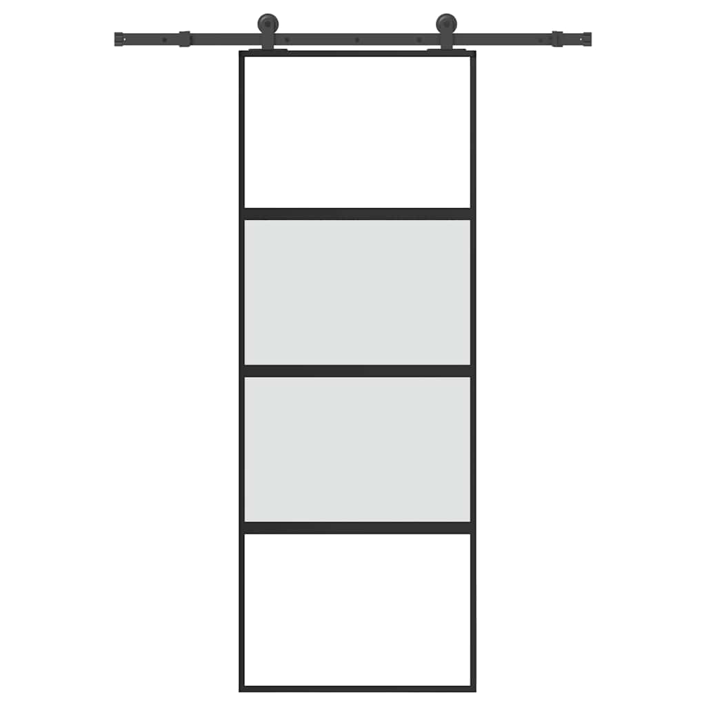 Skyvedør med monteringssett 76x205 cm herdet glass og aluminium