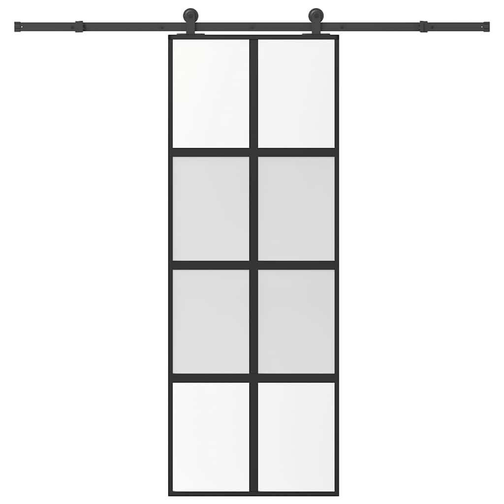 Skyvedør med monteringssett 76x205 cm herdet glass og aluminium vidaXL