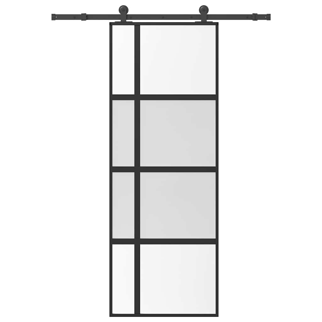 Skyvedør med monteringssett 76x205 cm herdet glass og aluminium